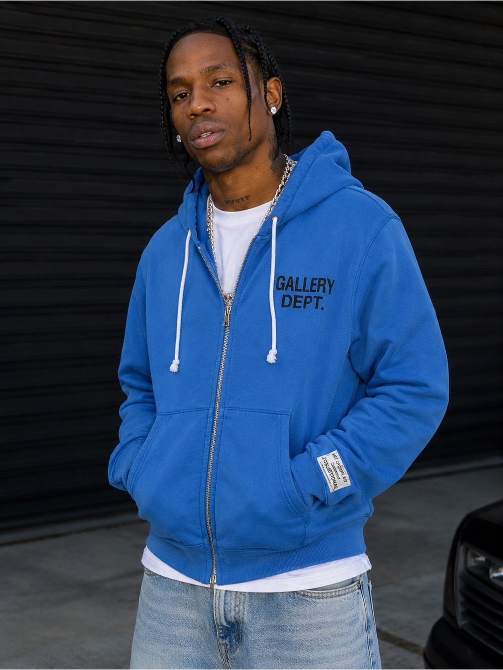 Gallery Dept Men's Royal Blue Zip-Up Hoodie
